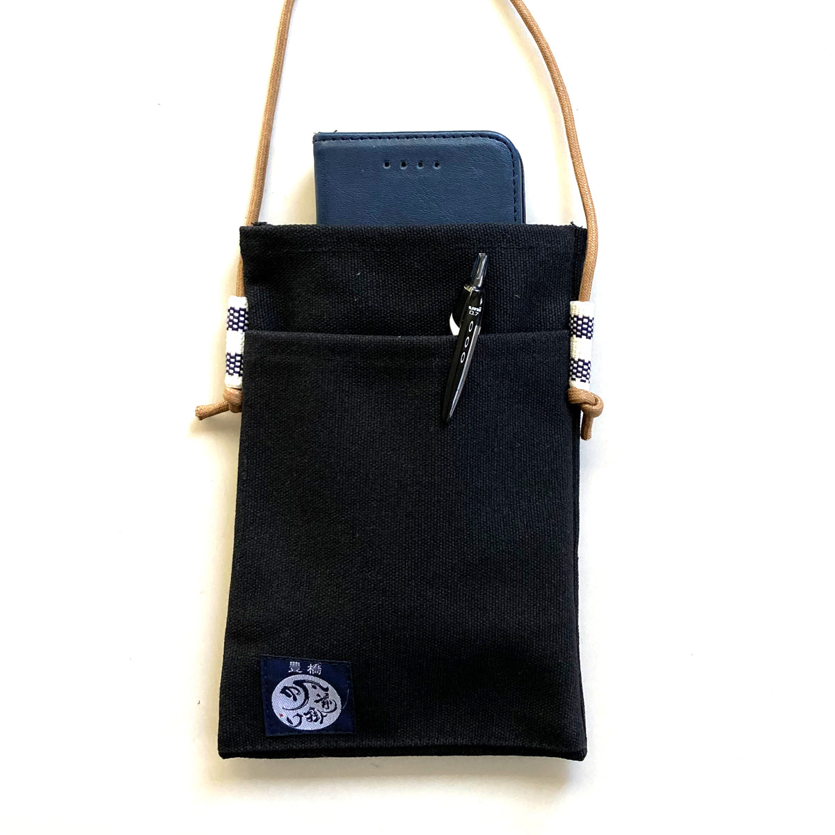【日本製】帆前掛け生地使用 スマホ入れ ショルダーポーチ サイズ：約12x17.5cm