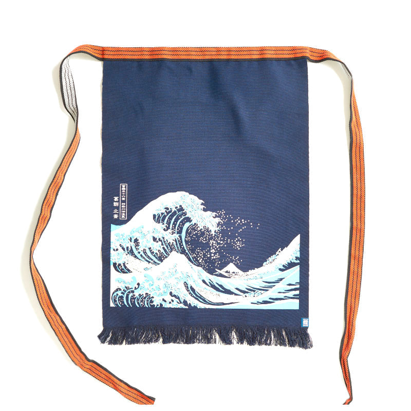 ＜コラボ商品＞プリント帆前掛け 浮世絵「北斎・神奈川沖波裏」豊橋帆前掛け【日本製】