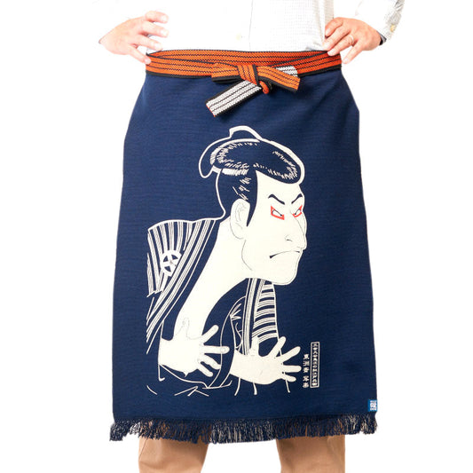 ＜コラボ商品＞プリント帆前掛け 浮世絵「浮世絵「写楽・江戸兵衛」豊橋帆前掛け【日本製】